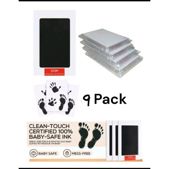 Jetec 9 Set Inkless Baby Footprint and Handprint Kit, Clean Touch Ink Pad For Ba - Picture 1 of 11